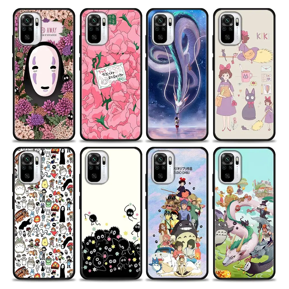 

Anime No Face Case For Redmi Note 9 9S 9T 10 10S 11 11S 11T 8 8T 7 POCO M4 Pro Cover Fundas Chihiro Spirited Away Studio Ghibli