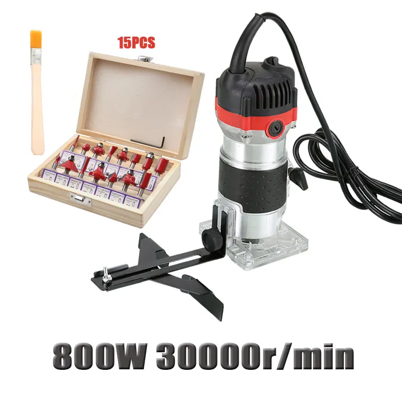 

Woodworking Electric Trimmer 470W/800W/1000W 30000rpm Wood Milling Engraving Slotting Trimming Hand Carving Machine Wood Router