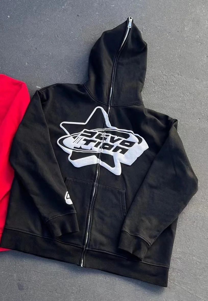 

Full Zipper Hoodie Oversized Goth Hoodie Streetwear Spring Y2K Goth Punk Harajuku Alphabet Women's Casual Loose Sweatshirt