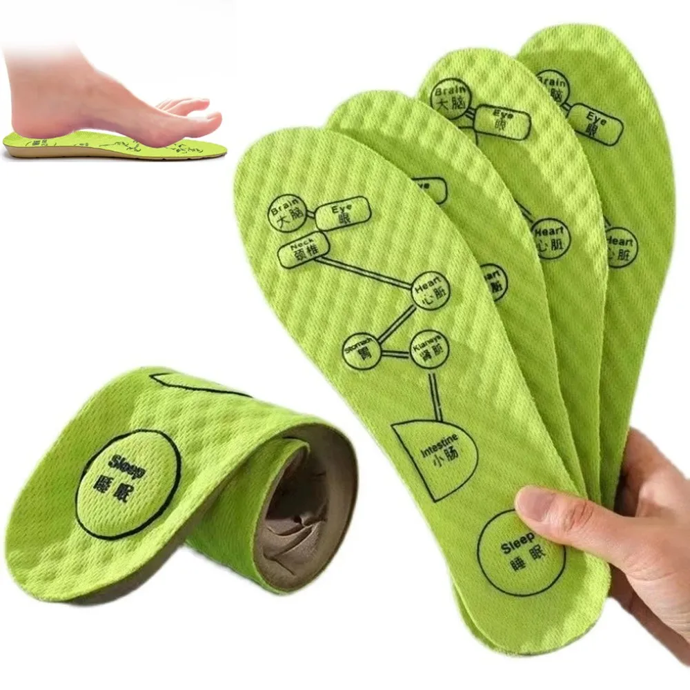 Wormwood Foot Acupressure Insoles Men Women Soft Breathable Sports Cushion Inserts Sweat-absorbing Deodorant Insole Shoe Pads
