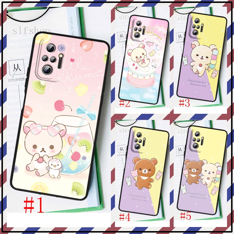 

Cartoon Cute Rilakkuma Doll For Xiaomi Redmi Note 11 10S 10 9T 9S 9 8T 8 7 6 Pro Plus Max 5G Black Soft Luxury Phone Case