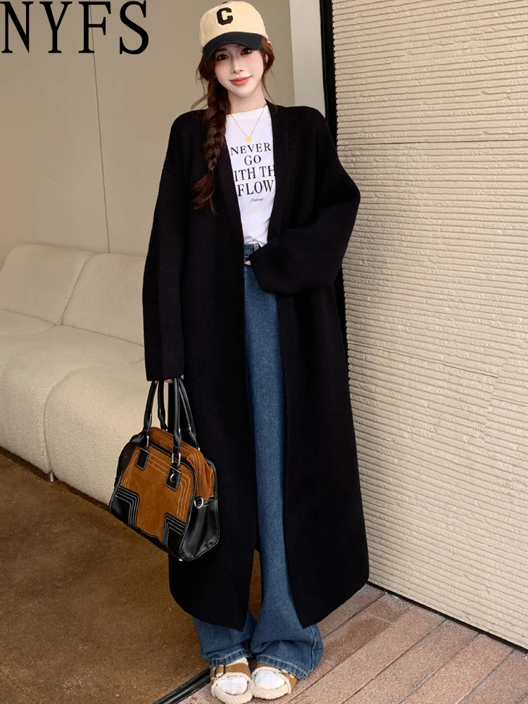 NYFS 2024 новинка зимы корейский женский свободный вязаный кардиган куртка