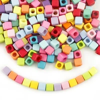 100pcslot square pure color acrylic beads big hole beads for jewelry making loose spacer bead diy bracelet necklace wholesale