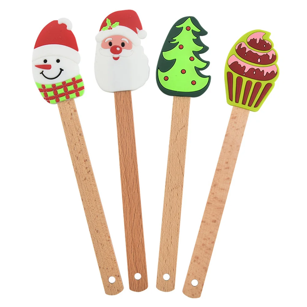 

4Pcs Christmas Baking Tools Silicone Cakes Cream Scrappers (Assorted Color)