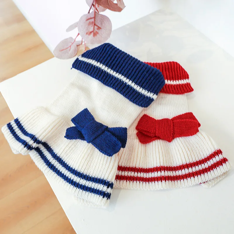 Xiaoxiangfeng Dog Skirt Autumn and Winter Warm Teddy Bomei Sweater Fashion Puppy Clothing Pet Supplies Korean Dress