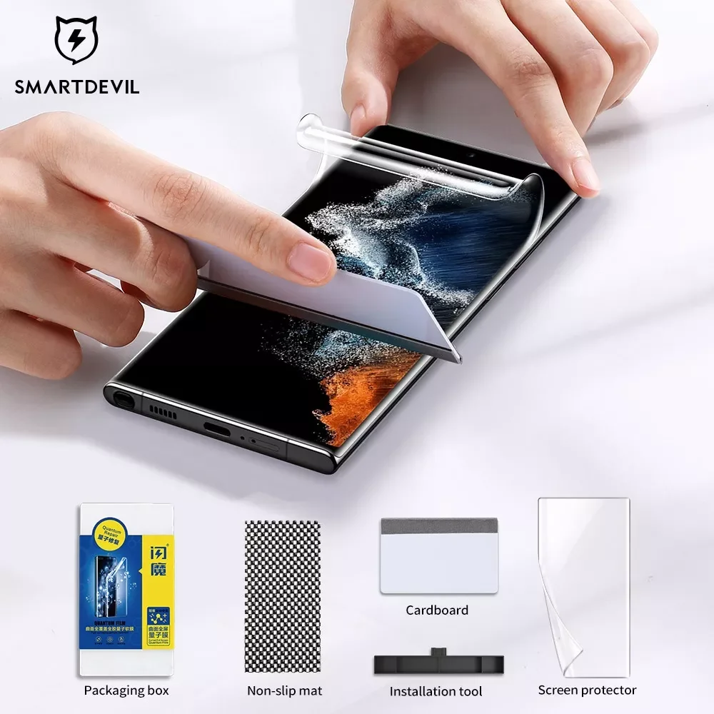 

NEW2023 SmartDevil 2Pcs Screen Protector for Samsung S22 Ultra S21 S20 Plus Soft Film Galaxy Note 20 10 9 8 Full Glue Cover Scra