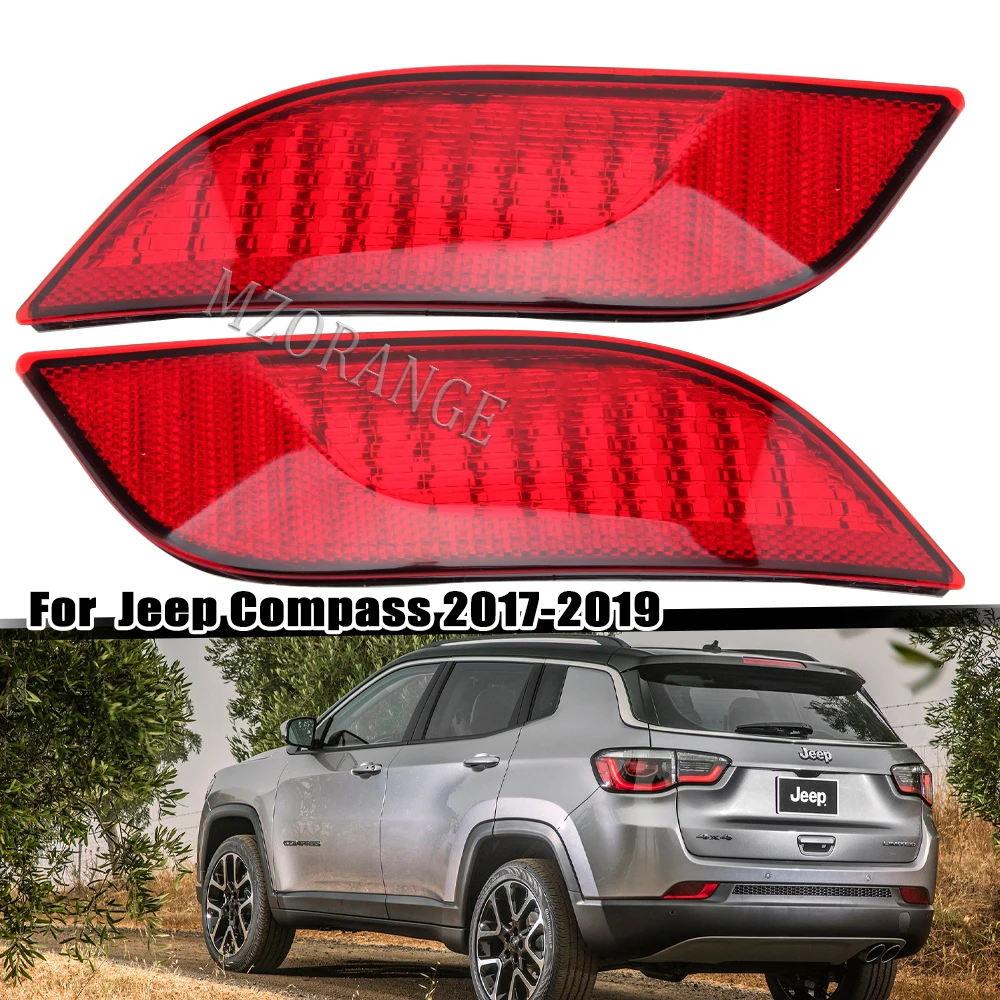 Rear Bumper Reflector Light For Jeep Compass 2017 2018 2019 2020 USA Version Warning Brake Lamp Without Bulb Car Accessories