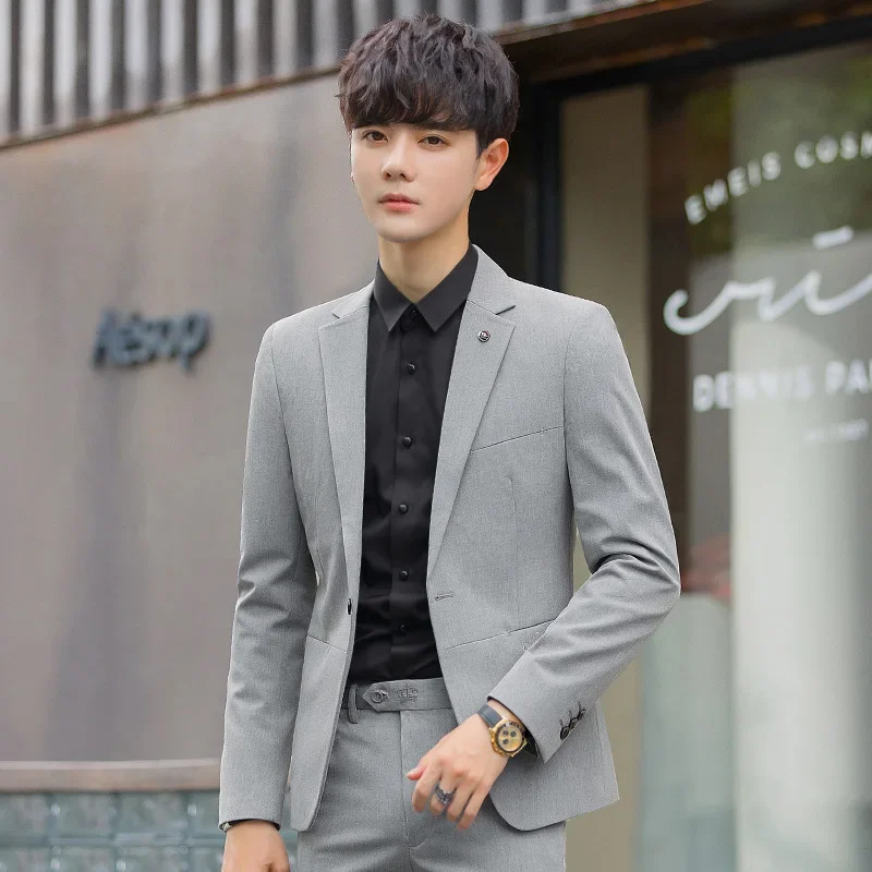 Мужские повседневные блейзеры в западном стиле приталенный Стильный костюм из