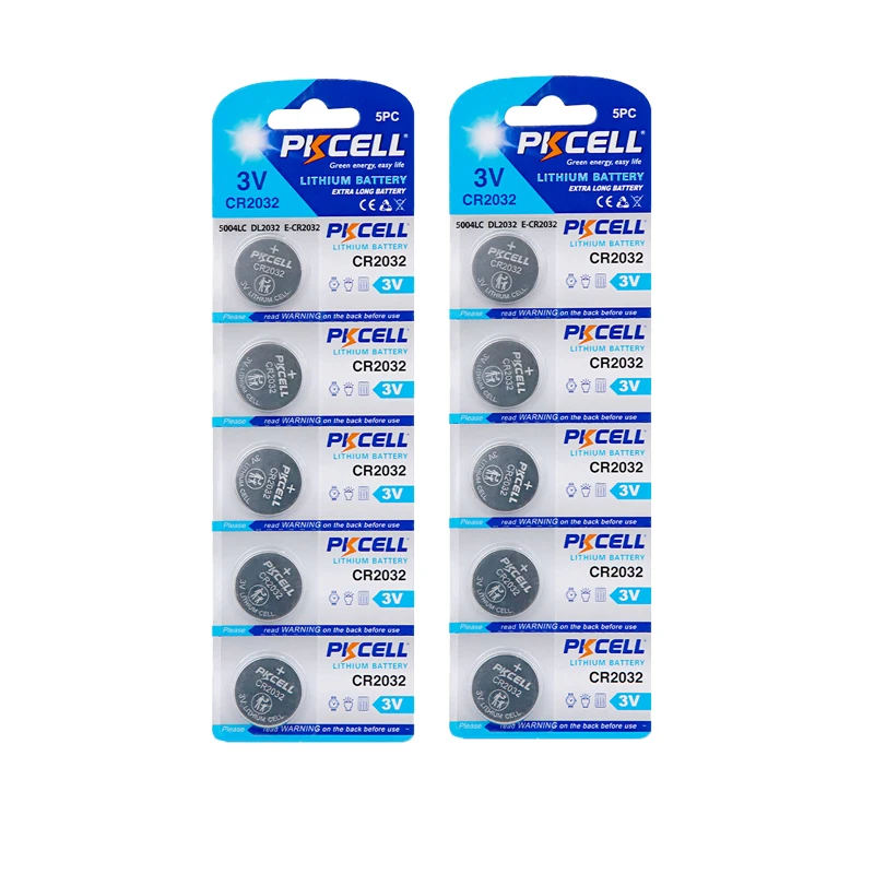 

10Pcs PKCELL CR2032 3V watches Batteries Lithium BR2032 DL2032 ECR2032 CR 2032 Button Battery Lithium Batteries