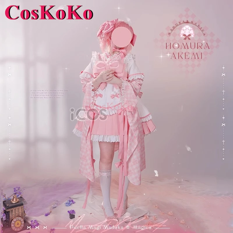 CosKoKo Kaname Madoka Косплей Puella Magi Magica Костюм Милое Элегантное Розовое Платье Горничной