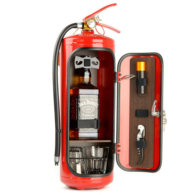 

Fire Extinguisher Shape Wine Cabinet Decoration Mini Bar Wine Cabinet Crafts Ornaments Novelty Champagne Liquor Storage Box Gift