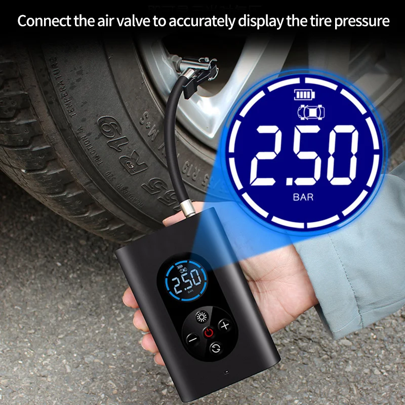 

Portable Car Air Compressor Wireless Tire Inflator Air Pump 150PSI Auto Air Pump for Car Motorcycle Balls LED Light Tire Pump