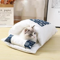 pet cat sleeping bag set pillow small dog cat on bed sleep soft cushion pet cat dog products removable washable pet pad