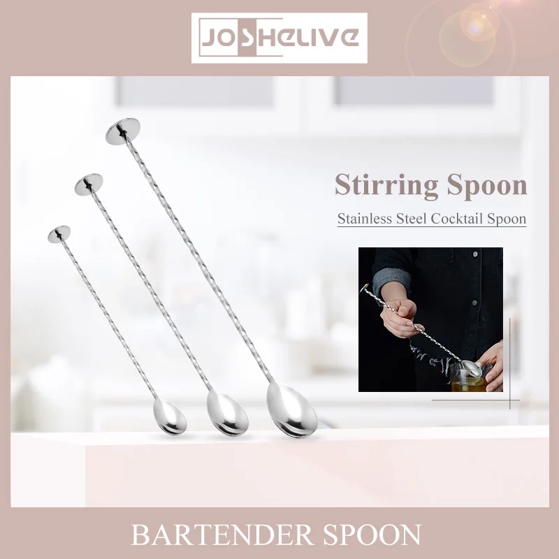 

Spoon Bar Spiral Stainless Steel High Quality Cocktail Pattern Drink Shaker Muddler Stirrer Twisted Mixing Kitchen Tableware