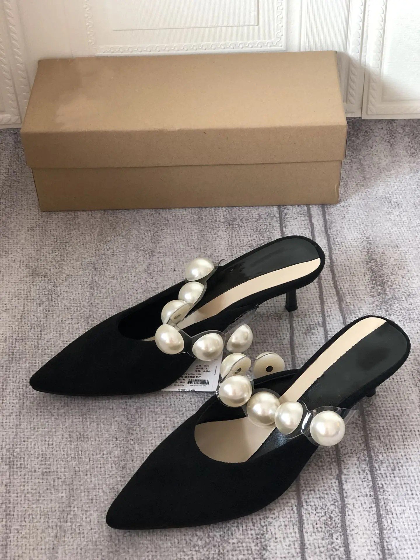 

2022 Beaded High-heeled Slippers with Pointed Toe Sandals for Ladies Wedding Shoes Banquet Shoes Fashion Sexy Large Size 35~42