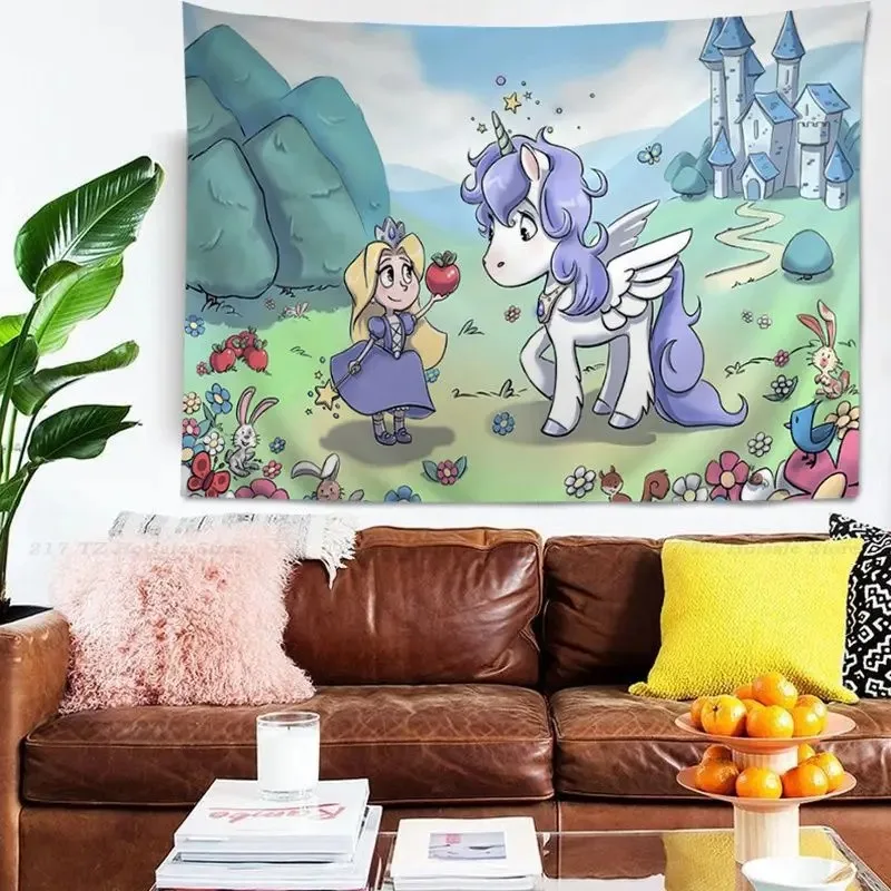 Гобелен для офиса гостиной гобелен с мультяшным единорогом украшение стен дома