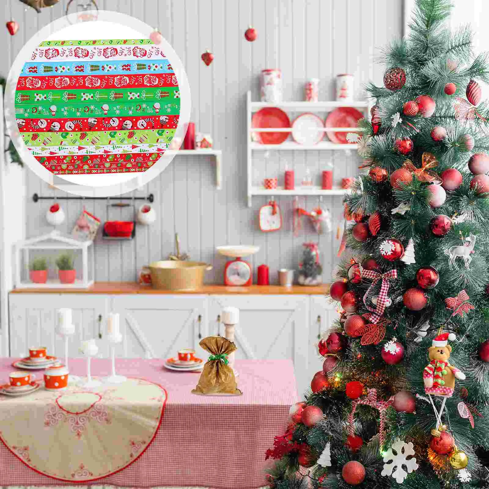 

12pcs Christmas Ribbon Printed Ribbon DIY Supplies Gift Packaging Ribbon