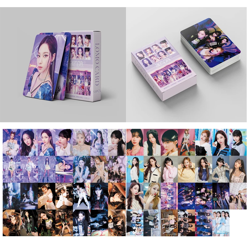 

55Pcs/box Kpop Aespa FOREVER Music Photocard High Quality HD Double Prin Postcards for Fans Collcetion Photo Album Lomo Cards