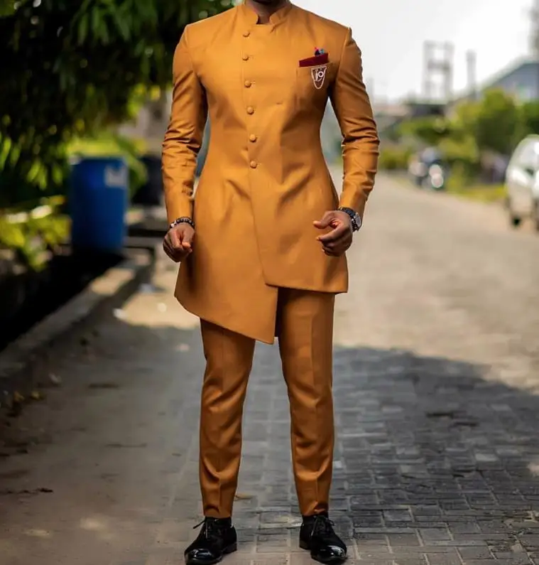 20 Colors Indian Wedding Men Suit Set Tailor-made Slim Fit Best Man Groom Dress Tuxedo Prom Dinner Gold Robe Blazer Pants 2Pcs