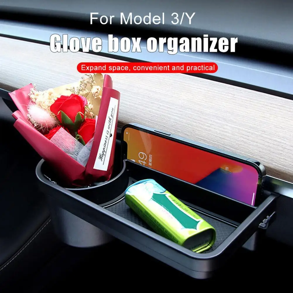 

Ящик для хранения Tesla Model 3/Y, автомобильный ящик для перчаток, стеллаж для хранения, стеллаж, держатель для чашки с водой, крючок из АБС-материала