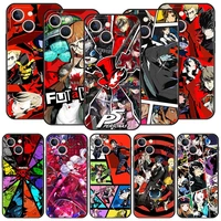 persona 5 cartoon luxury phone case for iphone 13 12 11 pro max mini 7 8 plus shell iphone x xr xs max se 2022 soft black cover