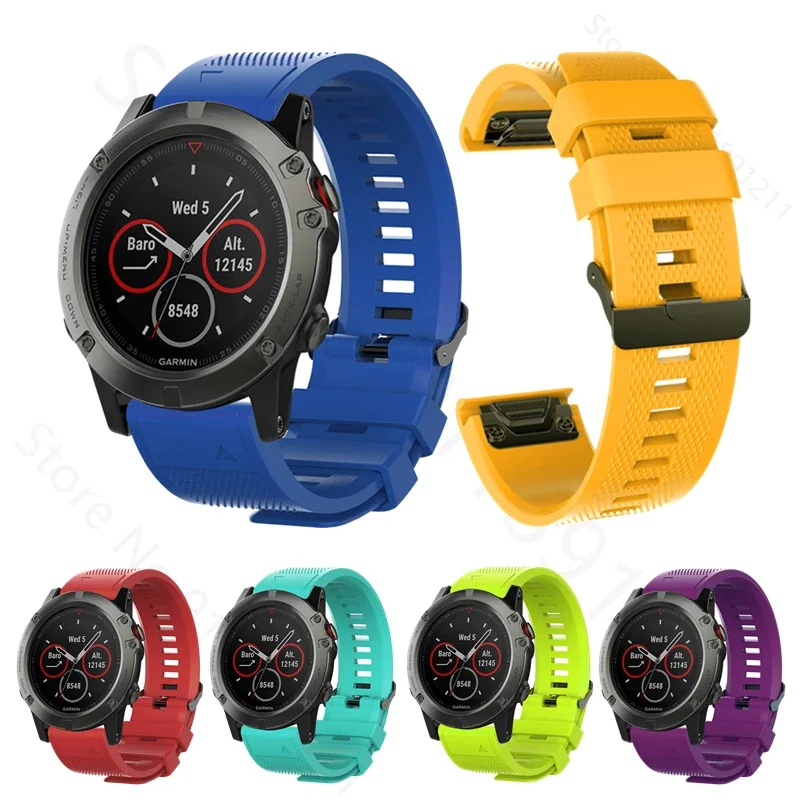 Фото Ремешок для часов 20 22 26 мм для Garmin Fenix 8 43 мм 47 мм 51 мм E 7S 7 7X 6S 6 6X Pro 5S 5 5X Enduro 3 2 Силиконовый ремешок QuickFit Браслет №1