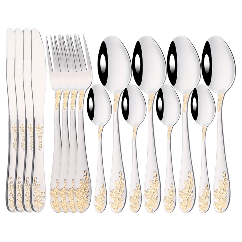 Antique Silver Cutlery Set Tableware For Kitchen Family