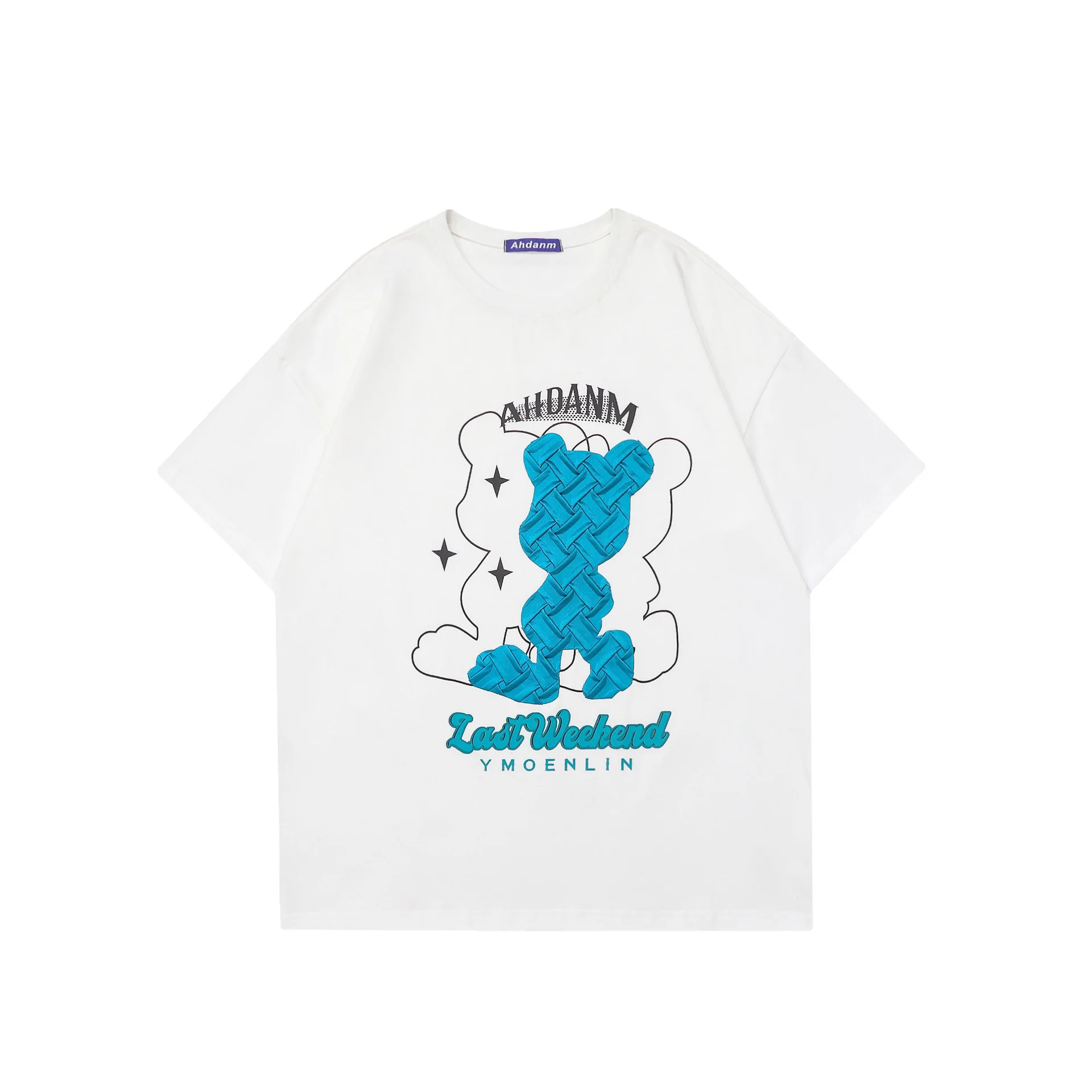 

Summer Cotton High Street Fashion Loose Leisure Cartoon Bear Leisure Time Women's T-shirt Top Oversized T Shirt