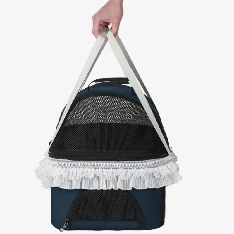 Двухуровневая тележка для домашних животных съемная корзина складная собак