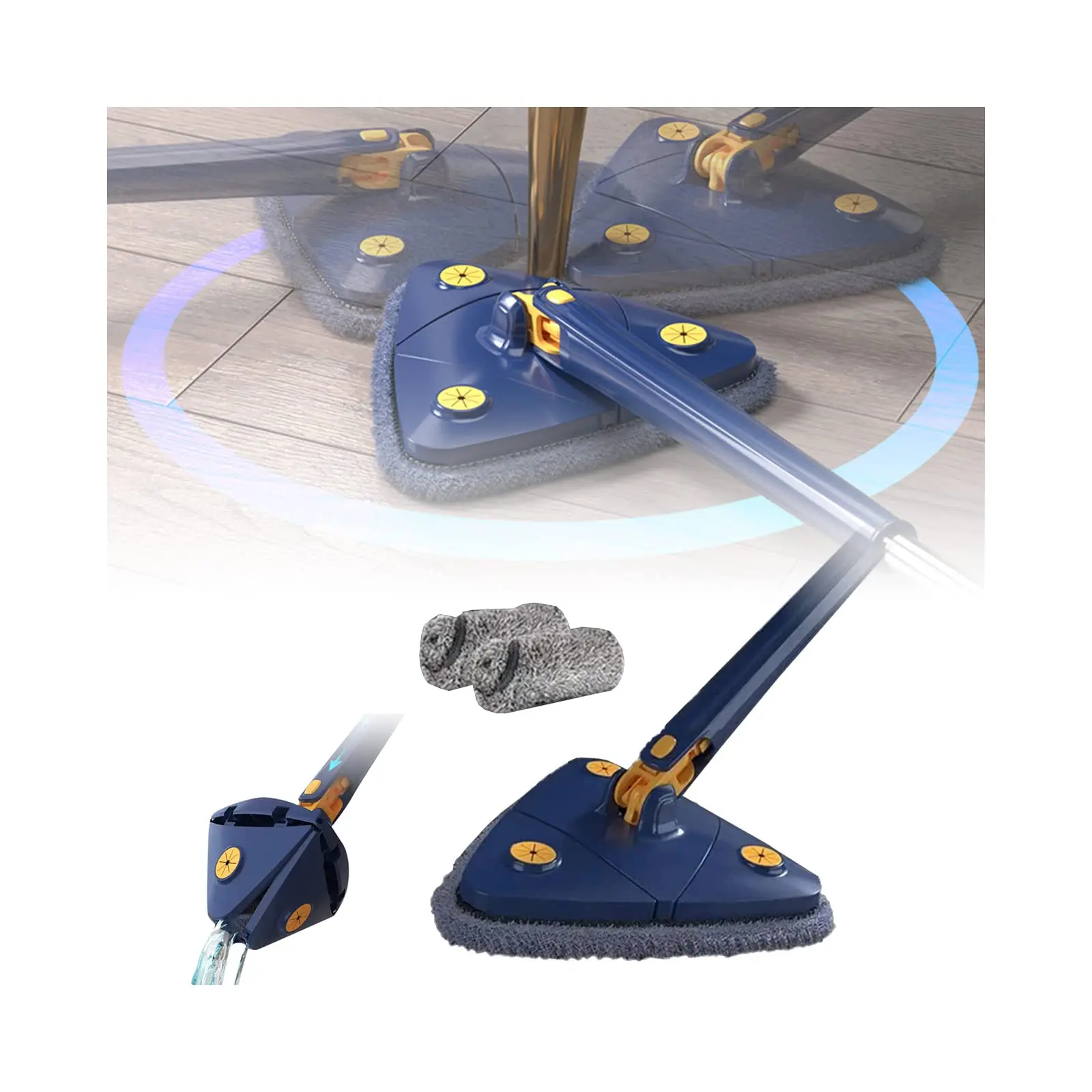 

Telescopic Triangle Mop 360 Rotatable Adjustable Cleaning Mop for Tub/ Tile/ Floor/ 130CM Handle Reusable Spin Mop Dropshipping