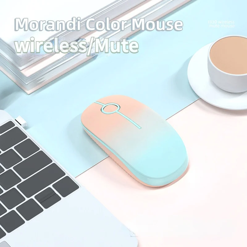 

2023 Now Fashion Gradient Color Pink Blue 2.4G Wireless Mouse Computer Gaming Mouse 1600 Dpi Silent Ergonomic Mouse Favourite