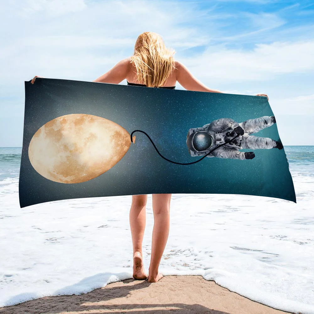 

Cute Astronaut Galaxy Beach Towel Cool Summer Seaside Surfing for Women Men Quick Dry Swim Bath Towels for Travel Bathroom Beach