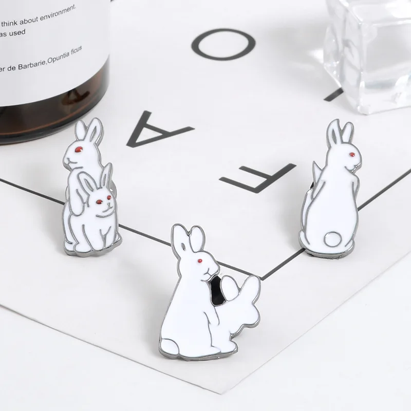 Брошь на булавке с изображением мультяшных животных кролика лацкане