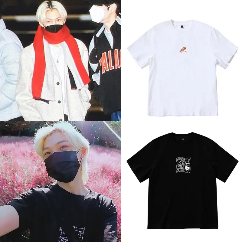 

Fashion K Pop Kpop Tshirt Straykids Felix K-pop Clothes Men/women Short Sleeve T Shirt Harajuku Streetwear Tee Shirts Plus Size