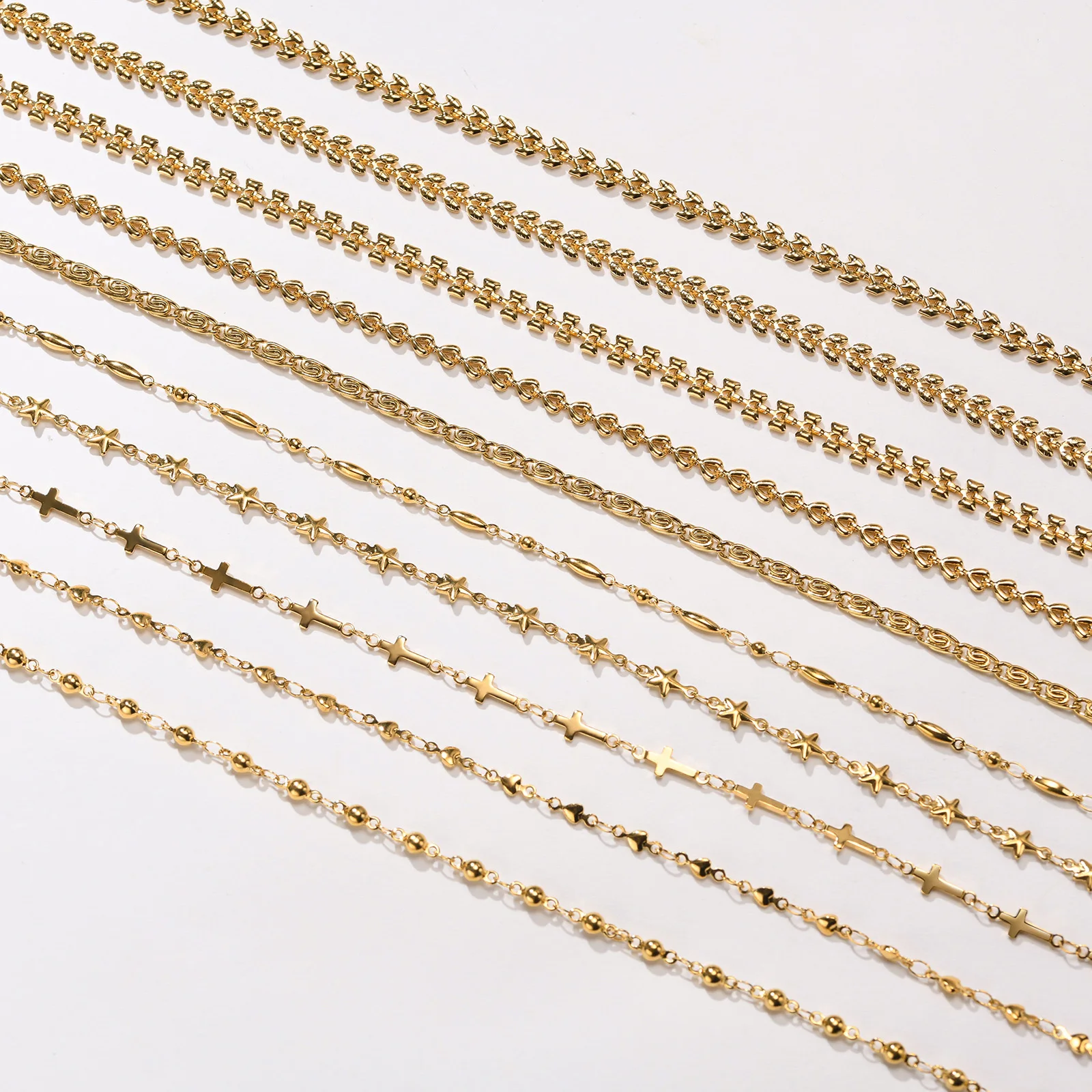 Оптовая продажа женских звеньев цепи ожерелья сердце/звезда/Крест/бисером из