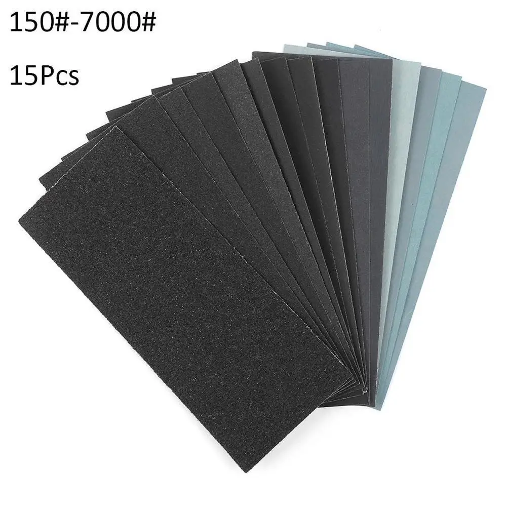 

15Pcs/Set Sandpaper 400 600 3000 800 1000 1200 1500 2000 2500 5000 7000 Grit Sand Paper Water/Dry Sanding Paper Abrasive Tools