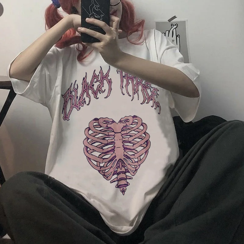 

Футболка Kawaii Goth Y2k женская, с коротким рукавом, свободная, уличная