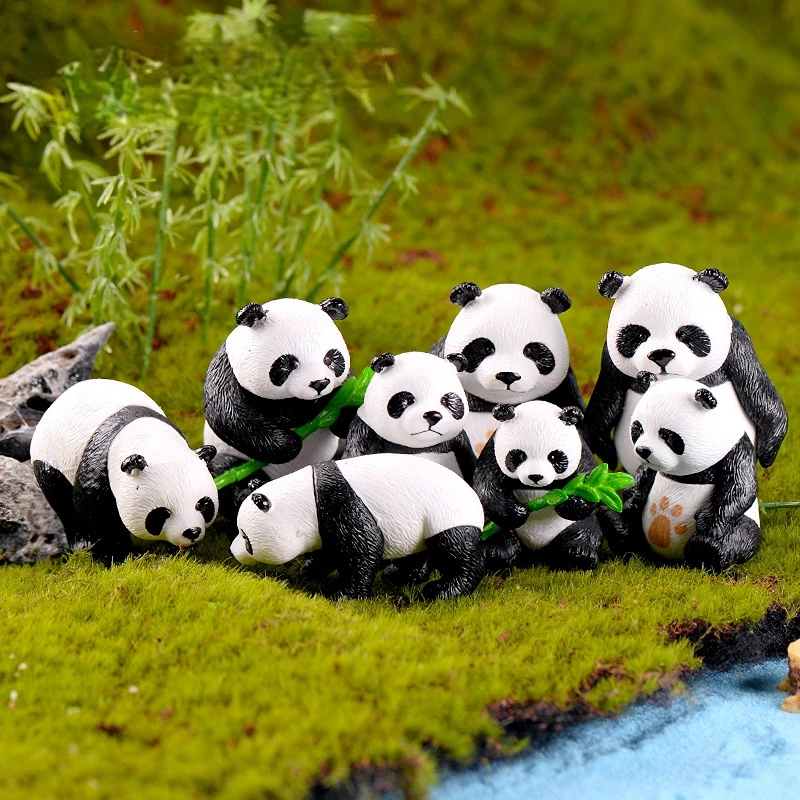 

4pcs/Set Cute Cartoon Panda Toy Figurines PVC Handicraft Cake Accessories Miniatures Mini DIY Ornament Fairy Ggarden Miniature