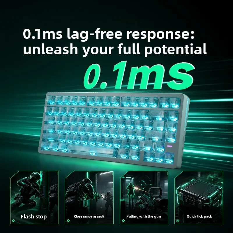 Фото Игровая клавиатура VGN Neon 75Air с магнитными переключателями, три режима подключения, 8000 Гц, проводная, конструкция Gasket, 0.005мм RT, RGB, 8000 мАч, аксессуары для игр №4