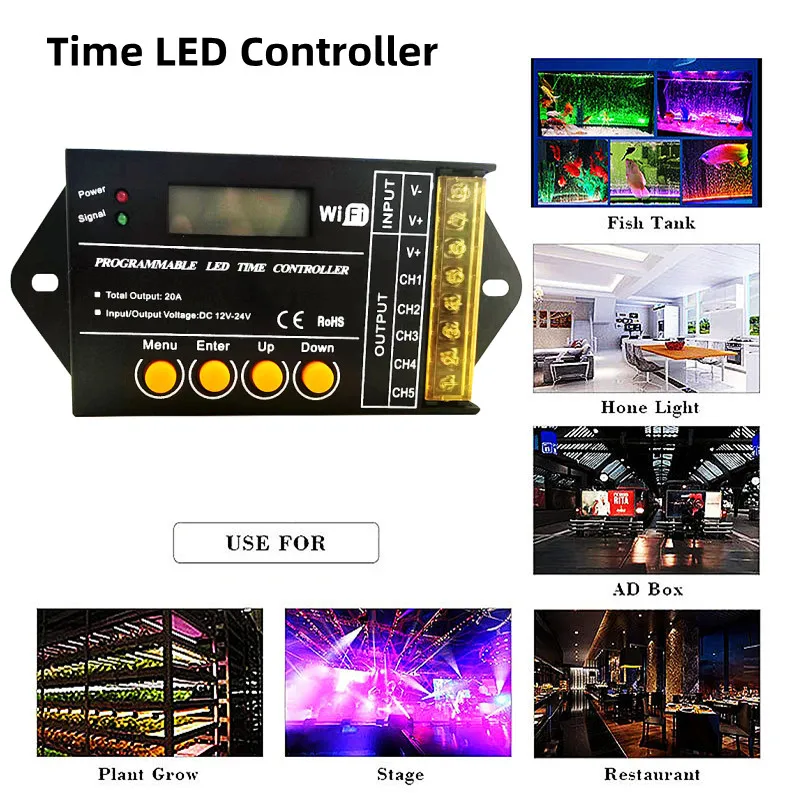 Aquarium Fish Tank Plant Grow Time Controller Programmable WiFi PC Phone APP Dimmer For CCT DIM RGB RGBW SMD COB LED Strip Light