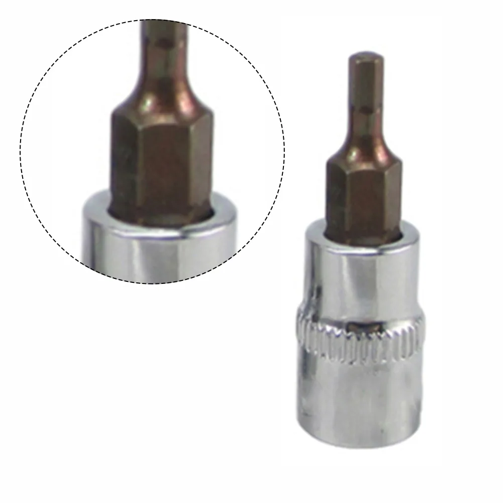 

37mm Length 1/4" Dr Hex Key Bit Socket Tools 2mm/7mm Chrome Plating Resists Corrosion Outdoor Power Equipment Chainsaw Parts