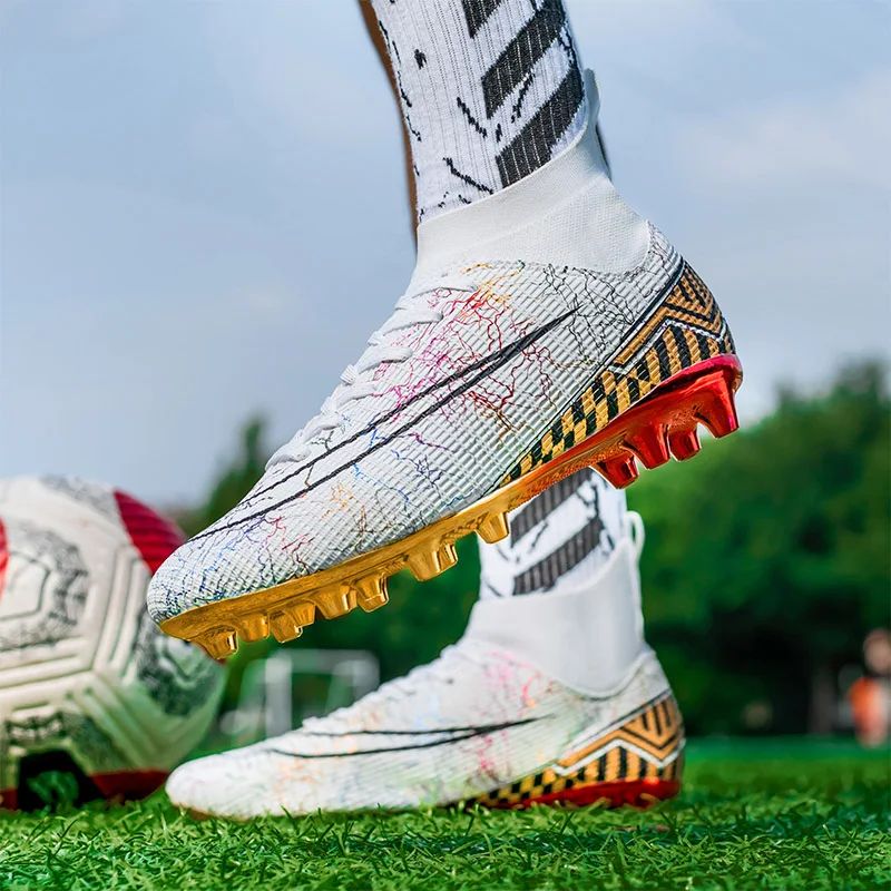 SENAGE Men Long Spike Soccer Shoes High Ankle Football Boots High Quality Children Adult Grass Soccer Training Sneakers