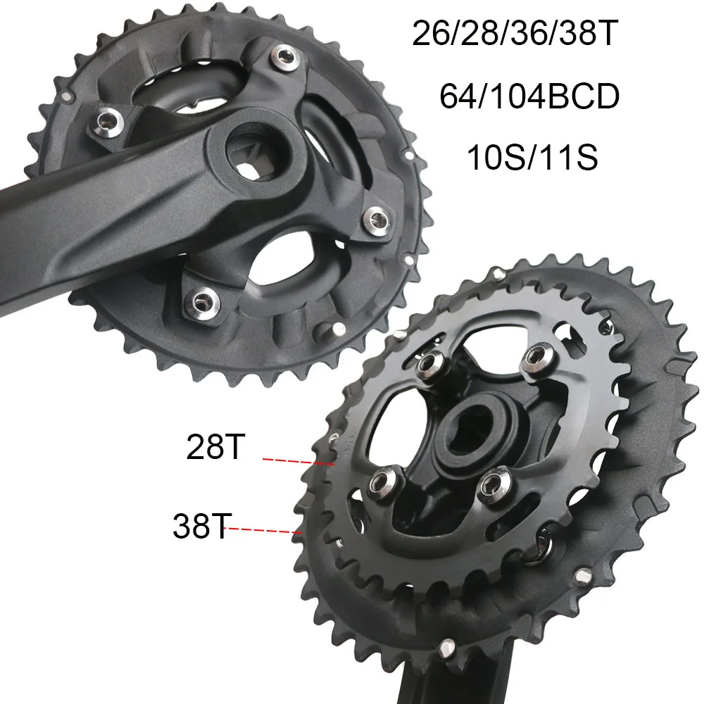 

64BCD 104BCD MTB Bicycle Chainring 22T 24T 26T 28T 36T 38T Double Chainwheel Sprockets Mountain Bike Crankset Tooth plate Parts