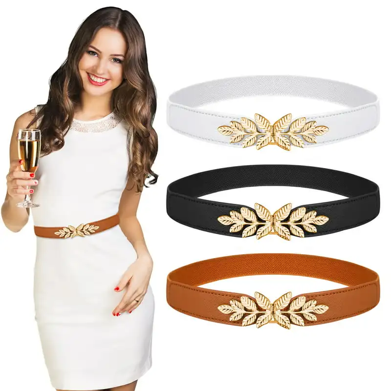 

3Pcs Woman Skinny Elastic Buckle Waist Belts, Thin Elastic Waist Cinch Belts Waist, Stretch Retro Elastic Waist Belt for Waist S