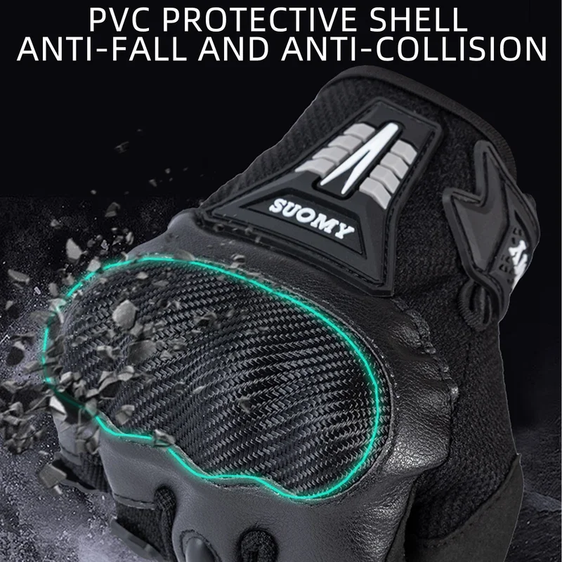 Летние дышащие мотоциклетные перчатки Suomy с полным пальцем защитные ПВХ защита