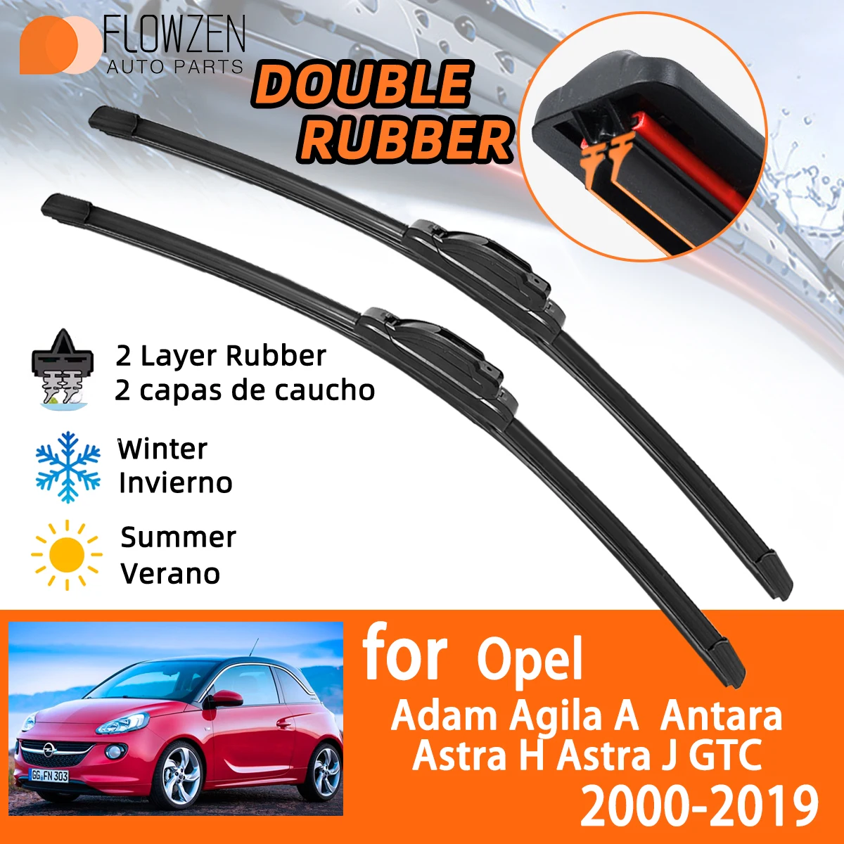 Щетки стеклоочистителя автомобиля для Opel Adam Agila A Antara H Astra J GTC резиновые дворники