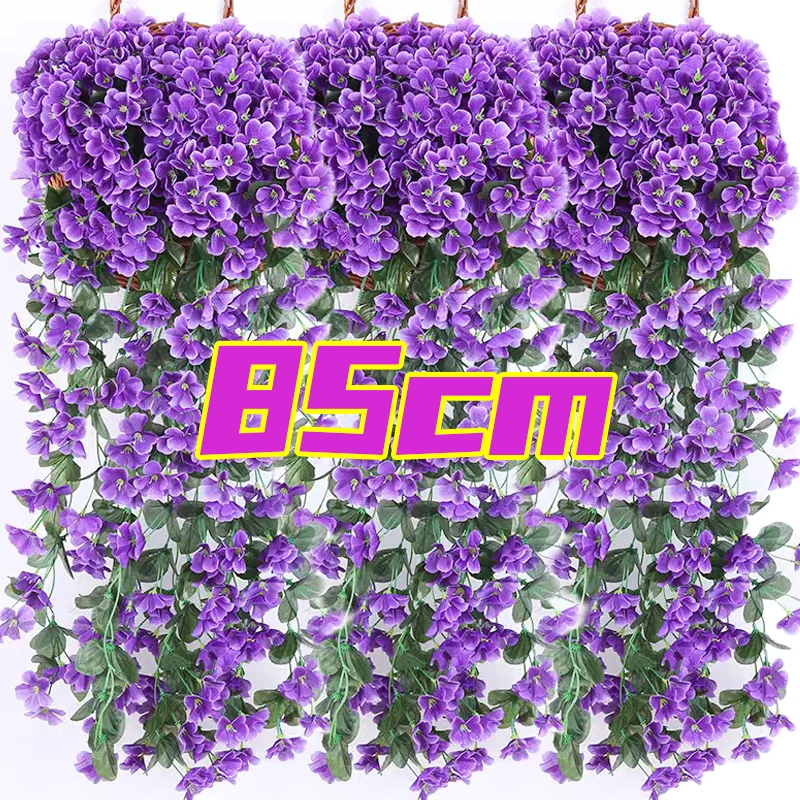 Фото Белый Фиолетовый Искусственный Фиолетовый Цветок Висячие Цветы Шелковые Цветочные Лозы Растения Домашний Сад Свадебные Украшения Праздничные Атрибуты №1