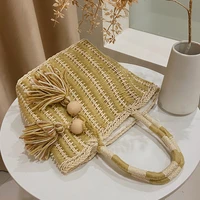veryme casual fashion hand woven handbag for female 2022 new straw travel shoulder womens bag bohemian beach ladise tote bolsos