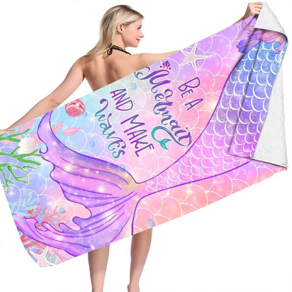 

Exploding Mermaid Pearl Shell Beach Towel Color Mermaid Tail Towel Girl Seaside Vacation Beach Towel Swimming Towel CoverBlanket