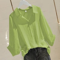 large size women white loose women blouse and tshirt simple chiffon thin tops green pink